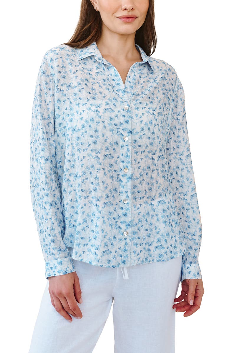 Bella Dahl Print Button-Up Shirt, Main, color, Blue Ditsy