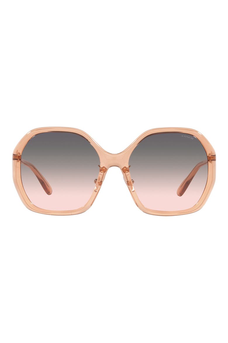 57mm Gradient Round Sunglasses, Main, color, TRANSPARENT CHAMPAGNE BROWN