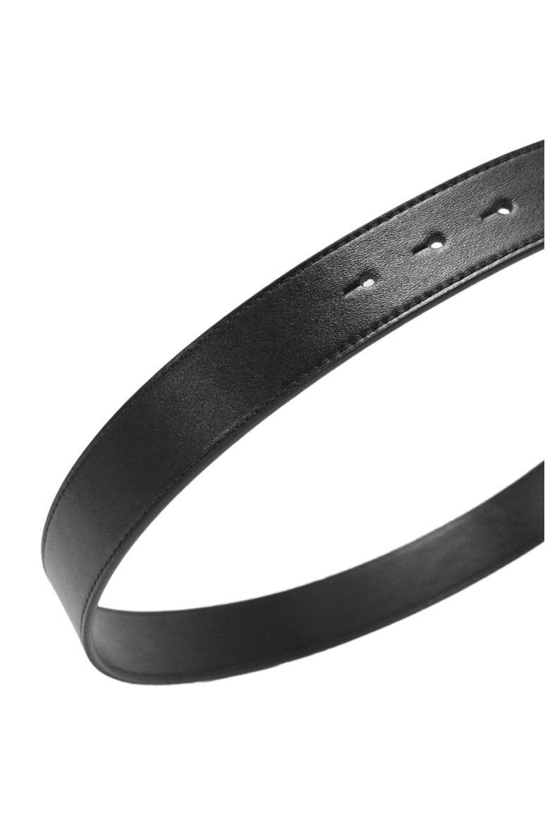 Leather belt with oval buckle, Alternate, color, Black
