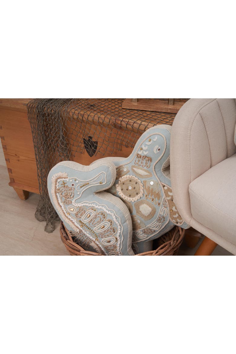 Beaded Seahorse Embellished Mini Accent Pillow 8" x 14", Alternate, color, Brown
