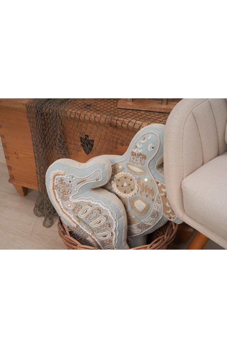 C&F Home Beaded Seahorse Coastal Embellished Accent Shaped Pillow, Alternate, color, Brown