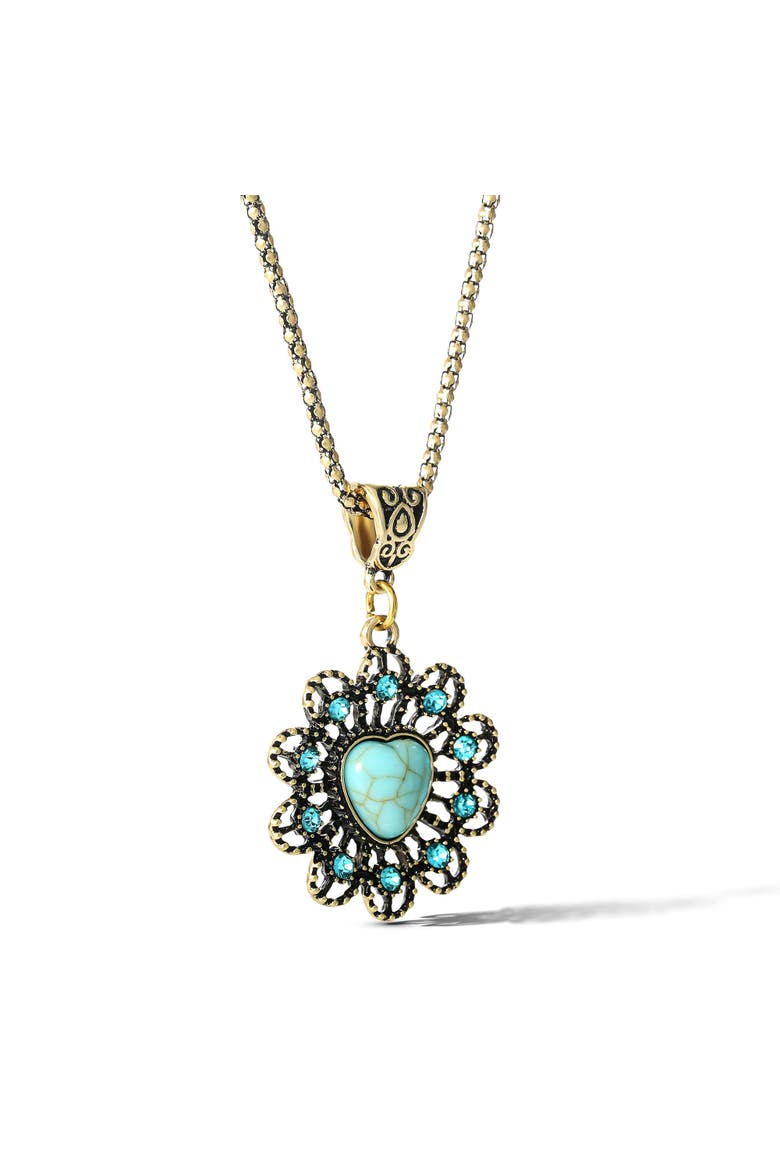 Stone Ornate Necklace, Alternate, color, Gold, turquoise