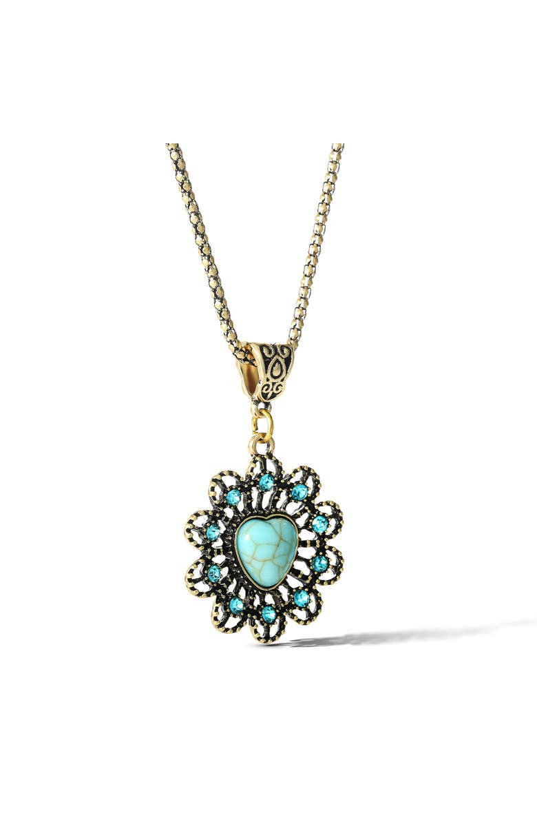 Jessica Simpson Stone Ornate Necklace, Alternate, color, Gold, Turquoise