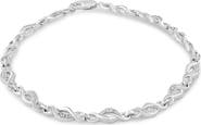 Haus of Brilliance Silver Prong Set Diamond Accent Curved Spiral Link Bracelet