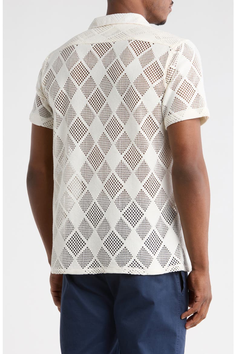 Modern Fit Textured Camp Shirt, Alternate, color, CREAM