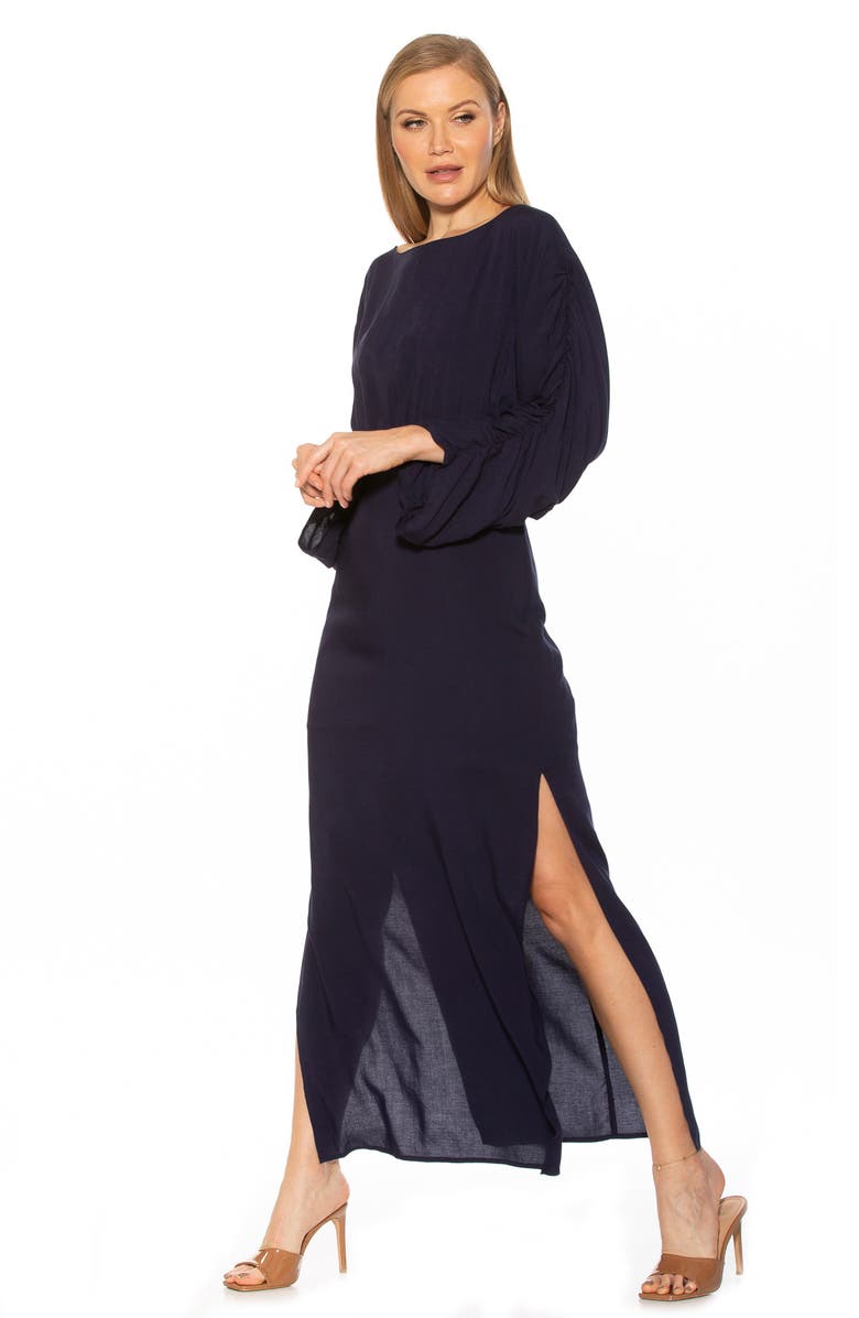 Alexia Admor Jenna Boatneck Shirred Long Sleeve Column Dress, Alternate, color, 