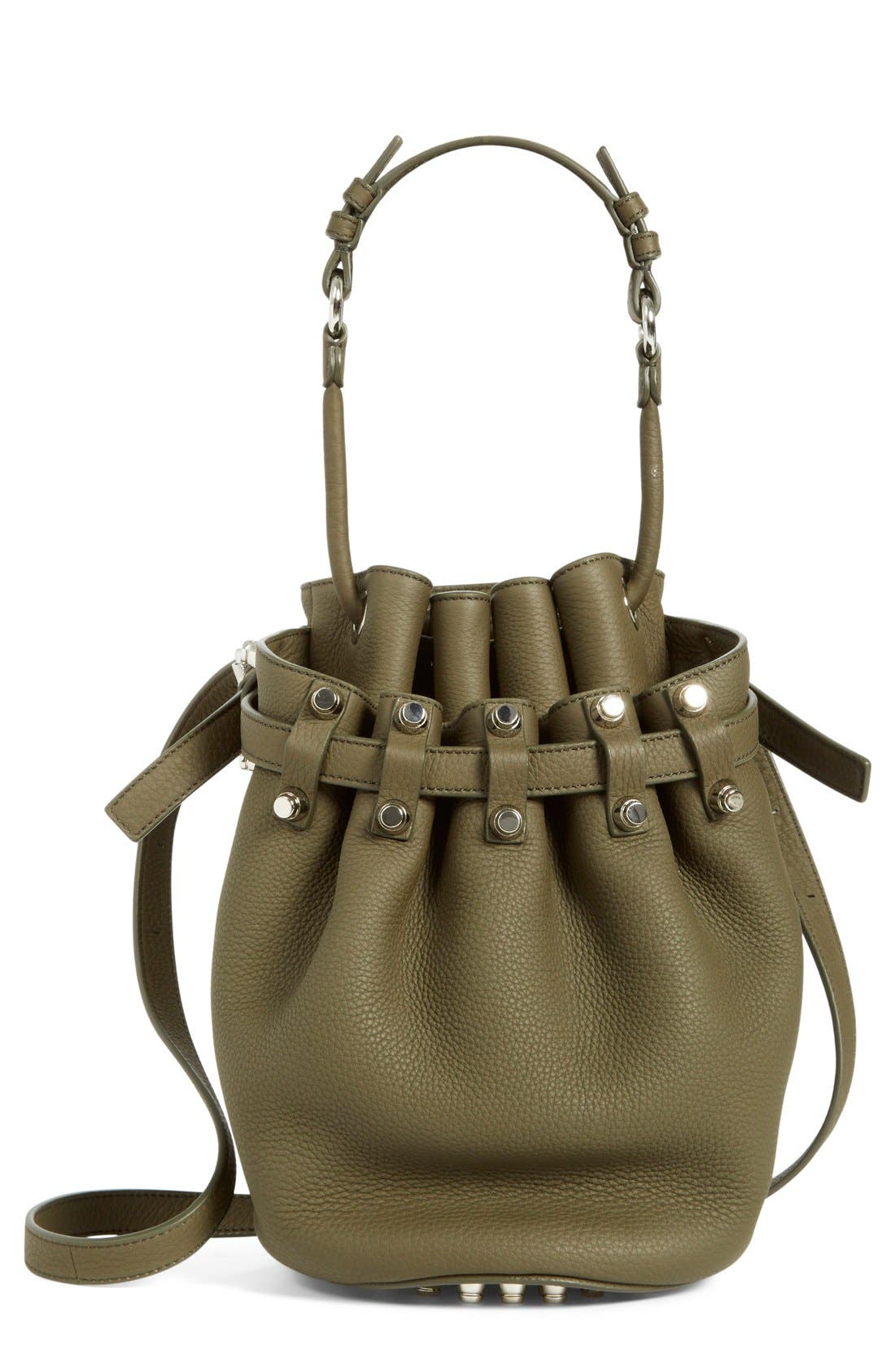Alexander Wang 'Small Diego - Nickel' Leather Bucket Bag, Main, color, 