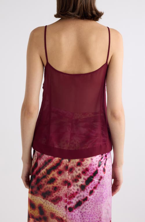Shop Dries Van Noten Studded Sheer Chiffon Camisole In Bordeaux