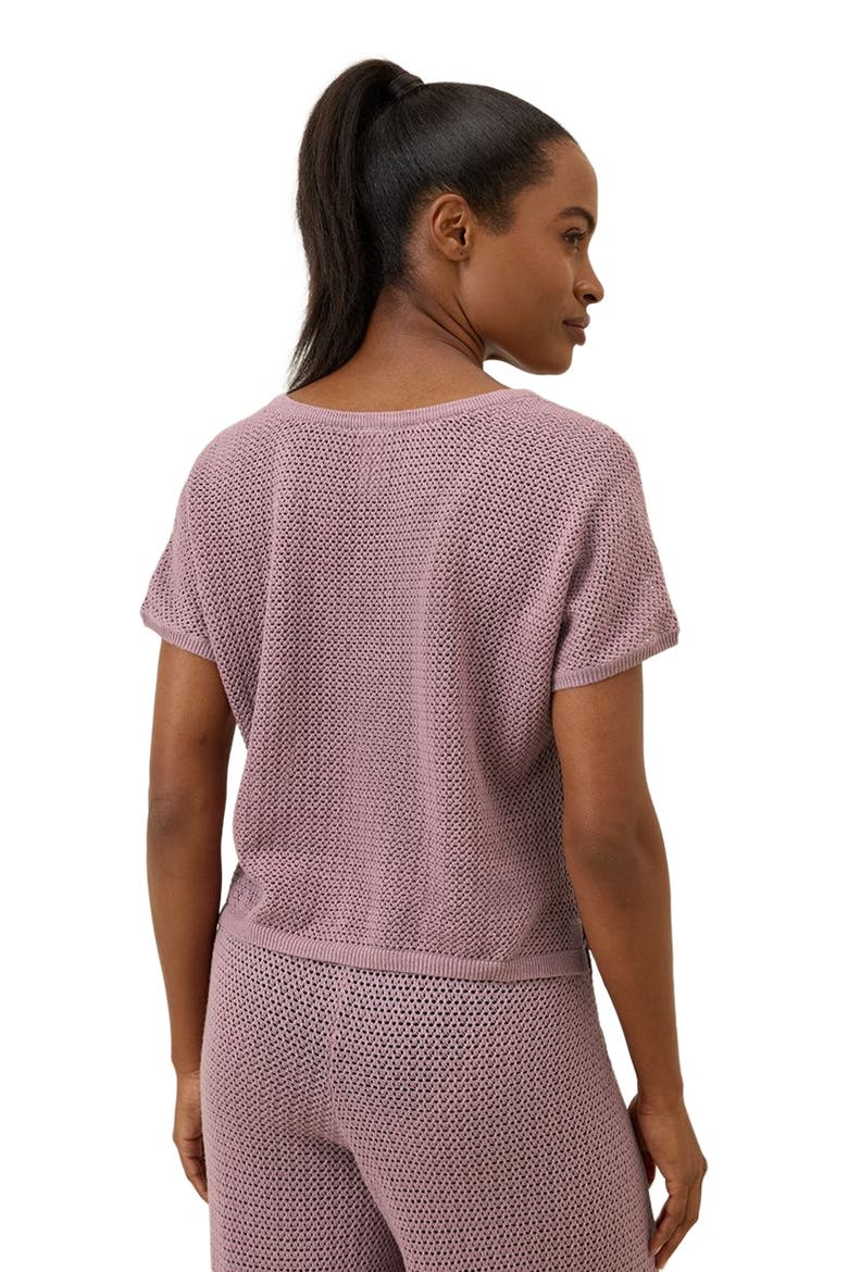 Beachside Linen V-Neck Top Made with Organic Cotton, Alternate, color, Lavender Haze