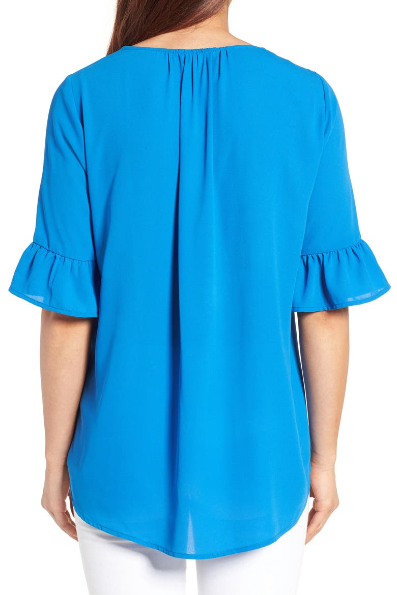 Ruffle Sleeve Blouse, Alternate, color, BLUE BOAT