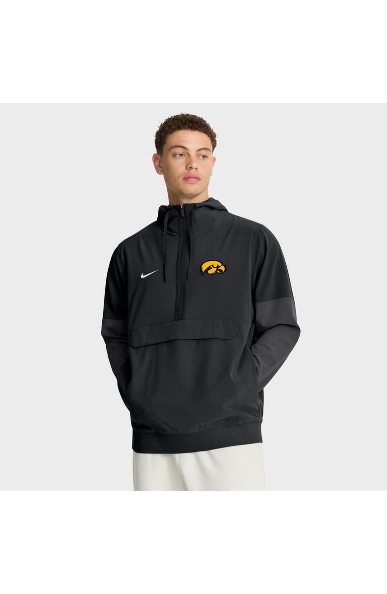 Nike Men's Nike Black Iowa Hawkeyes Anorak Half-Zip Hoodie Jacket, Main, color, 