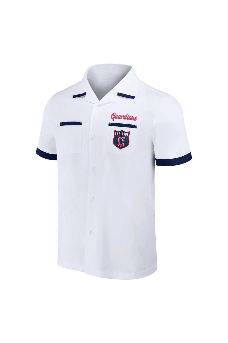 Men's Darius Rucker Collection by Fanatics  White Cleveland Guardians Bowling Button-Up Shirt, Alternate, color, White