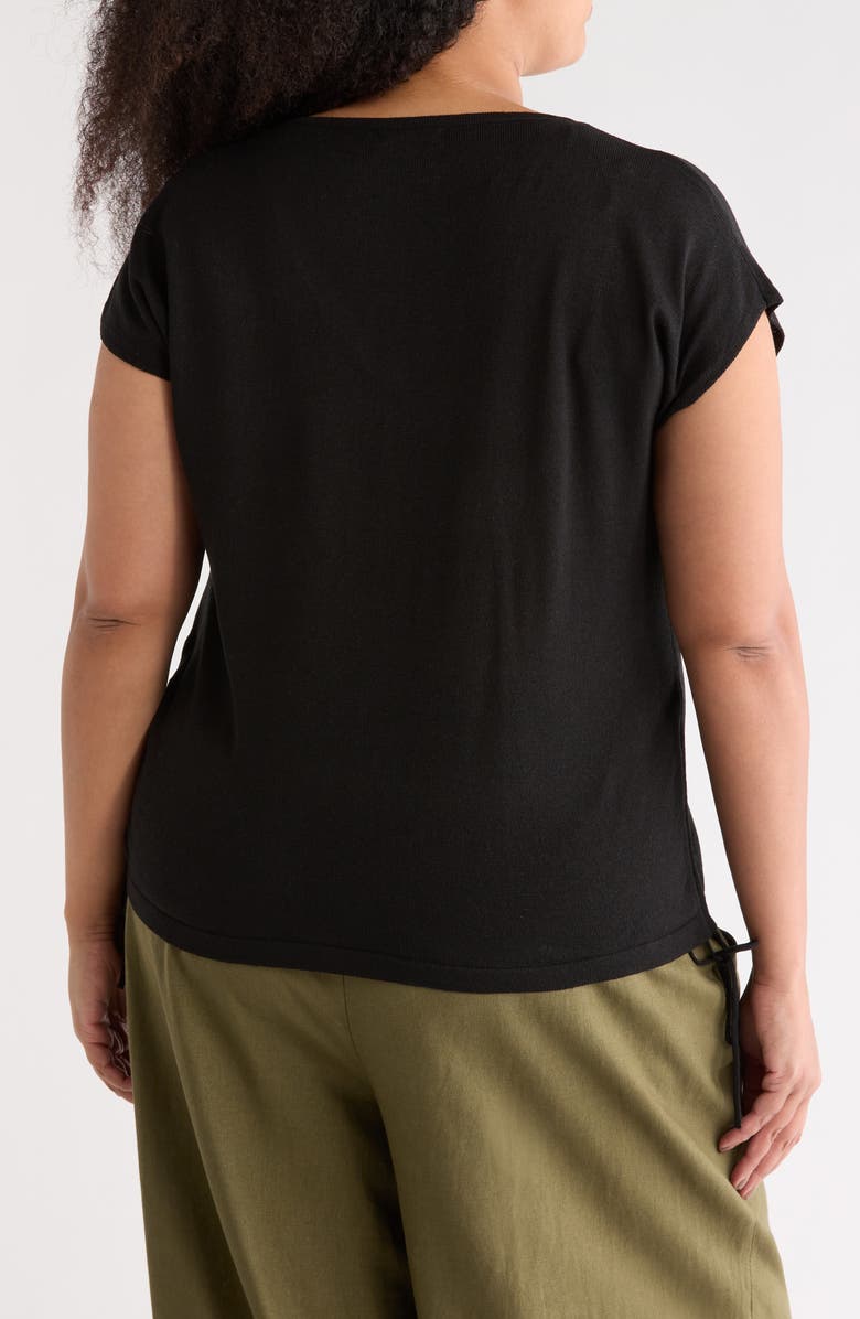 MAX STUDIO Ruched Cap Sleeve Sweater, Alternate, color, Black