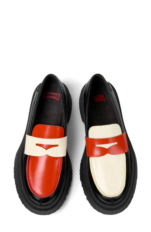 Camper Walden Twins Mismatched Penny Loafer In Black Multi