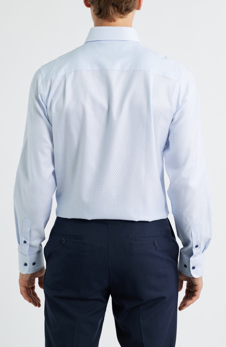 David Donahue Trim Fit Geometric Dobby Dress Shirt, Alternate, color, White/ Sky