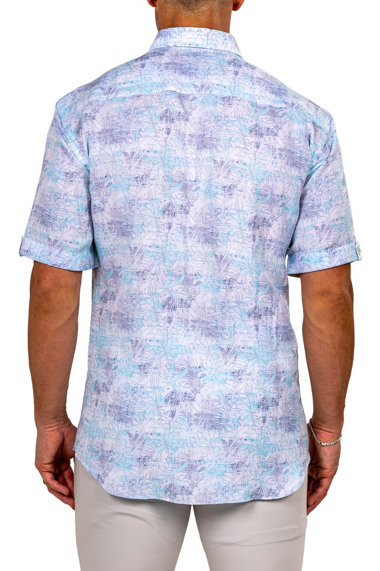 Galileo Marthyr0237 White Floral Short Sleeve Button-Up Shirt, Alternate, color, WHITE