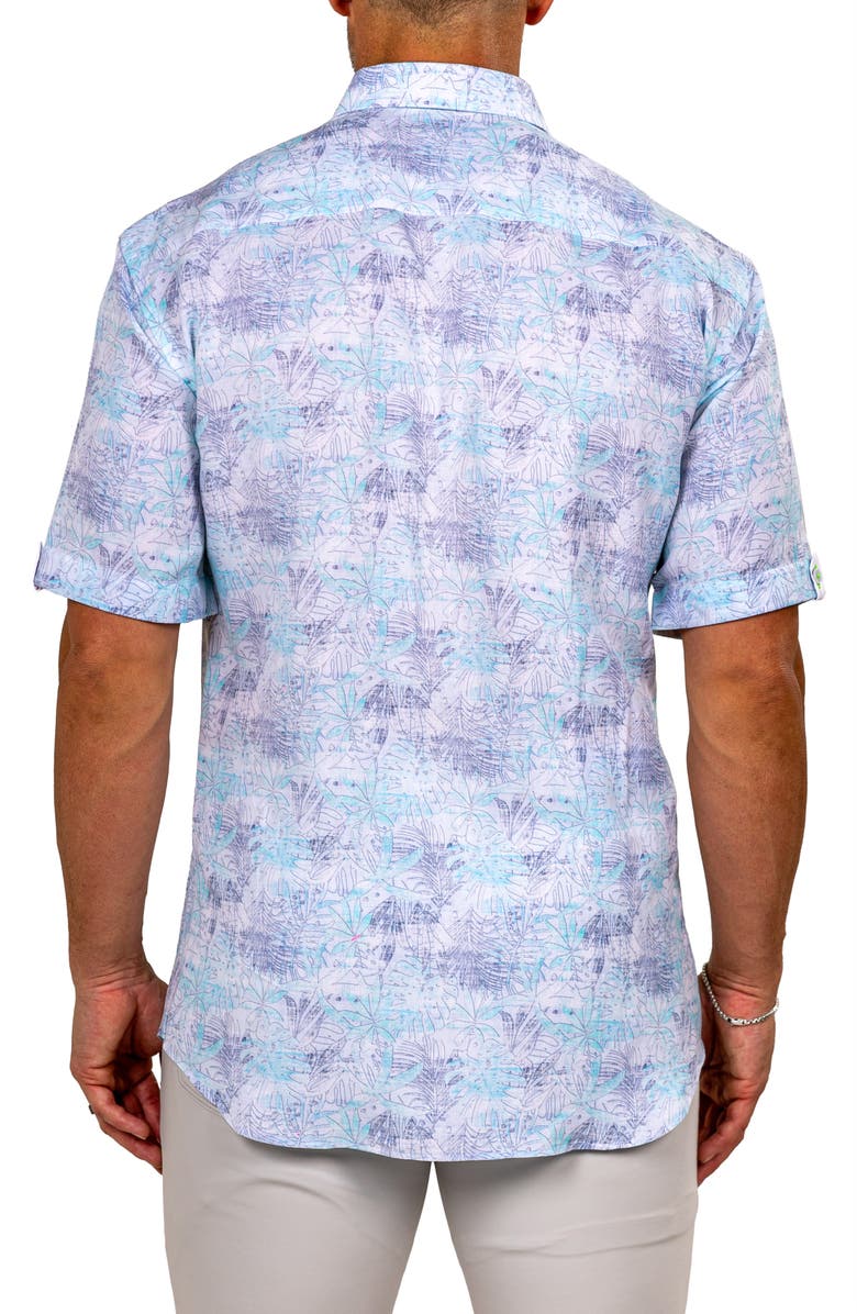 Maceoo Galileo Marthyr0237 White Floral Short Sleeve Button-Up Shirt, Alternate, color, White