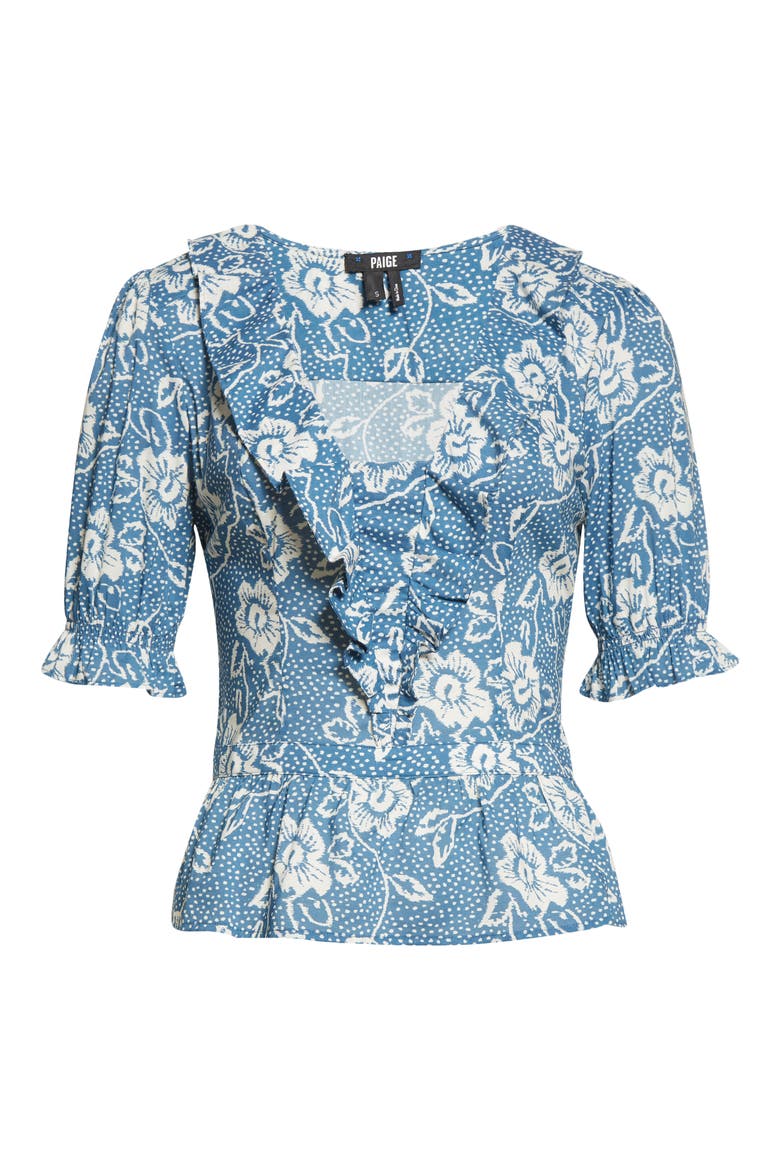 Cayenne Floral Ruffle Peplum Top, Alternate, color, NAVYMLTI
