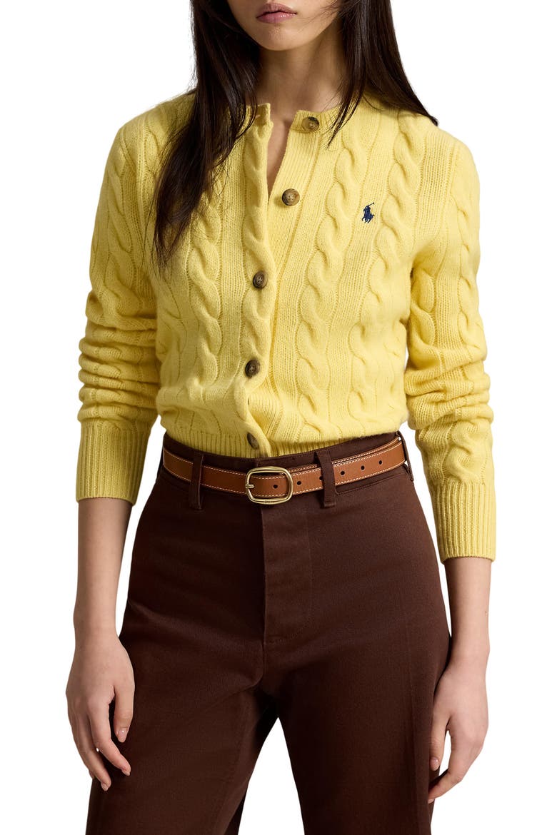 Wool & Cashmere Cardigan, Main, color, FALL YELLOW