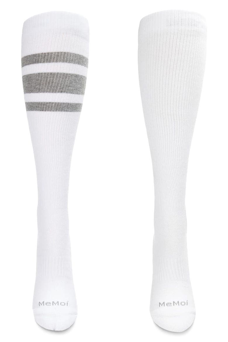 Assorted 2-Pack Knee High Compression Socks, Alternate, color, WHITE