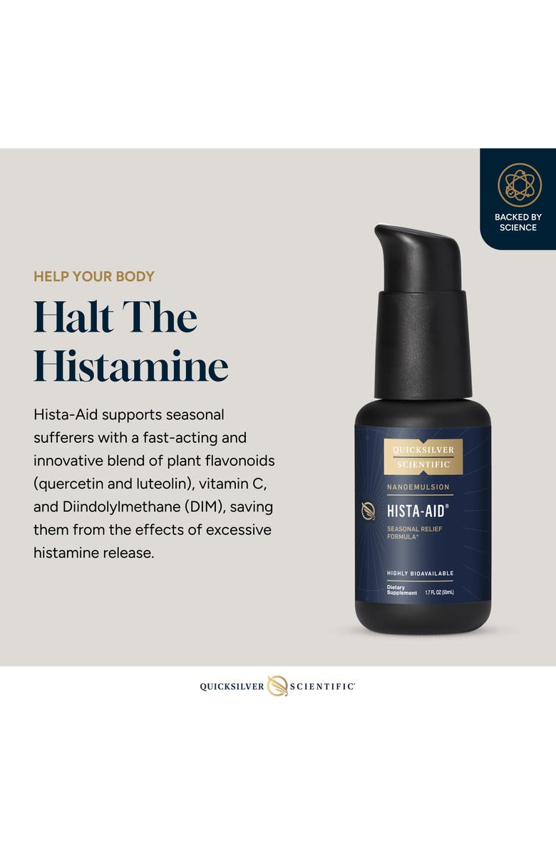 Quicksilver Scientific Nanoemulsified Hista-Aid Vitamin C Quercetin and Luteolin Liquid Supplement, Alternate, color, NO COLOR