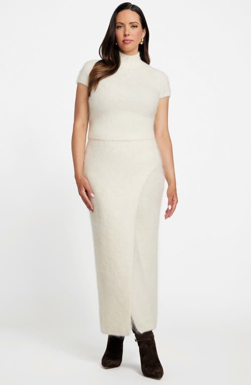 Marciano Agnes Alpaca Blend Short Sleeve Sweater In White