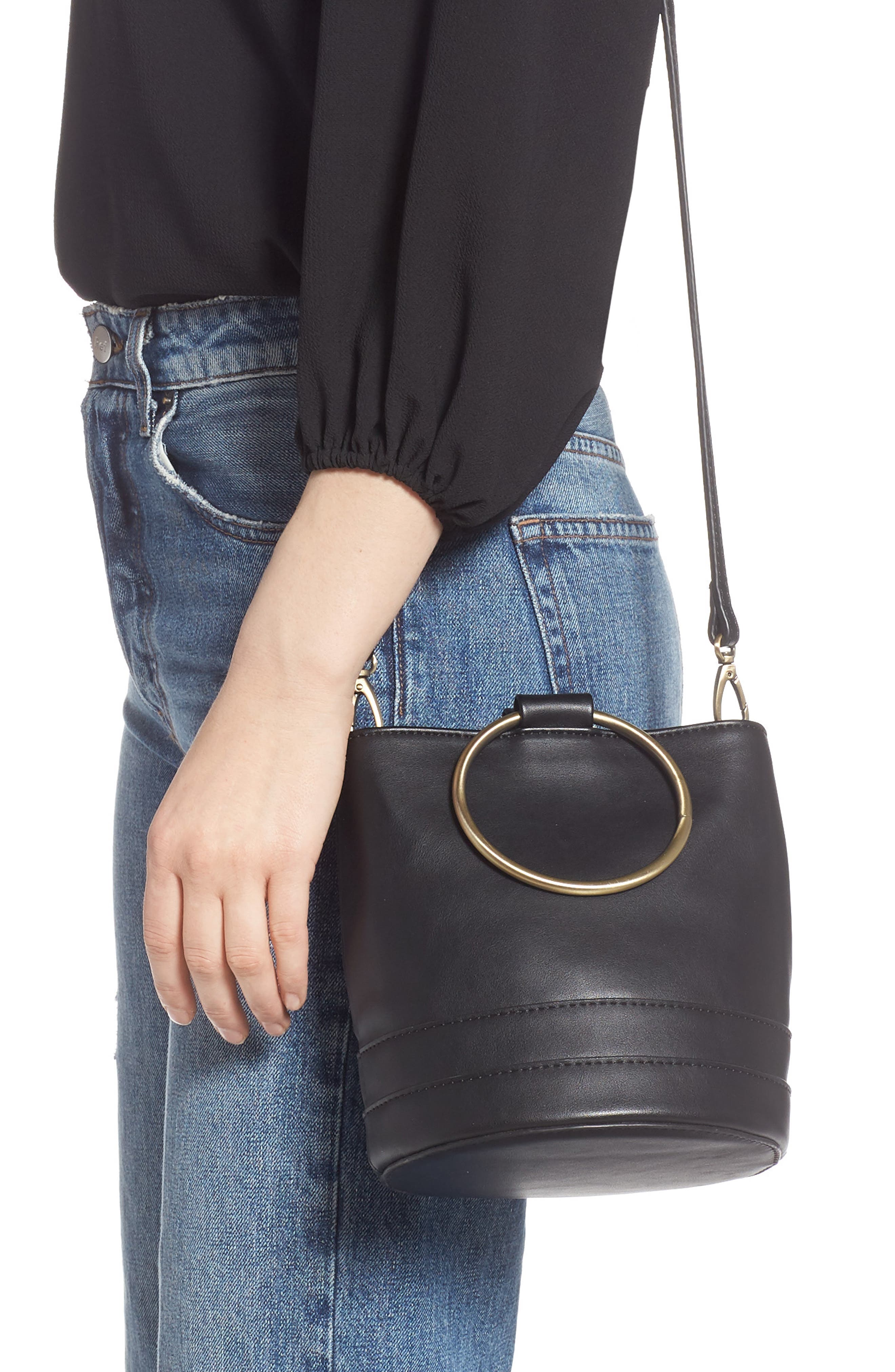 Malibu Skye Ring Handle Faux Leather Bag, Alternate, color, 