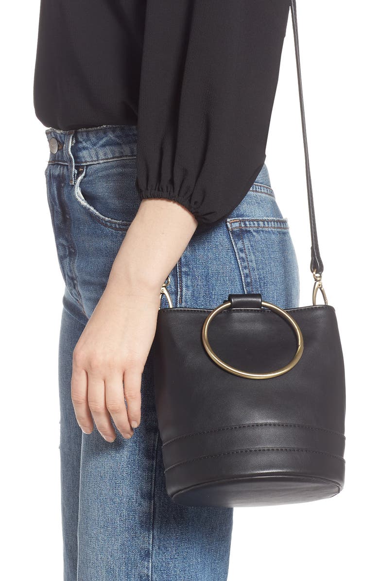 Malibu Skye Ring Handle Faux Leather Bag, Alternate, color,