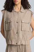 Kenneth Cole Puppytooth Check Short Sleeve Linen Blend Jacket