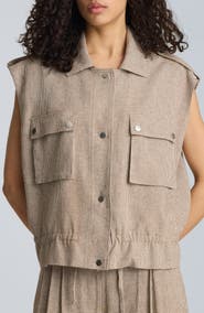 Kenneth Cole Puppytooth Check Short Sleeve Linen Blend Jacket