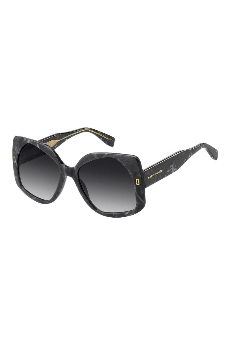 56mm Geometric Square Sunglasses, Alternate, color, GREY MARBLE/ DARK GREY SF
