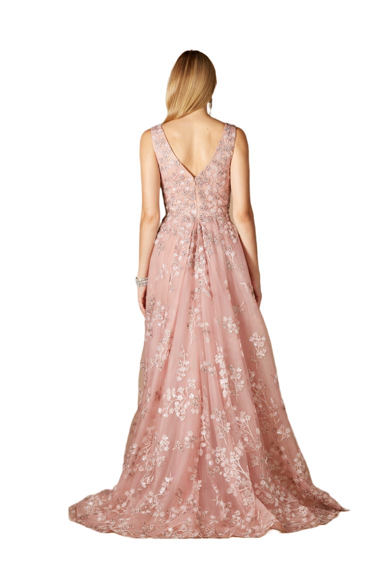 Floral Applique Overskirt Dress, Alternate, color, Blush