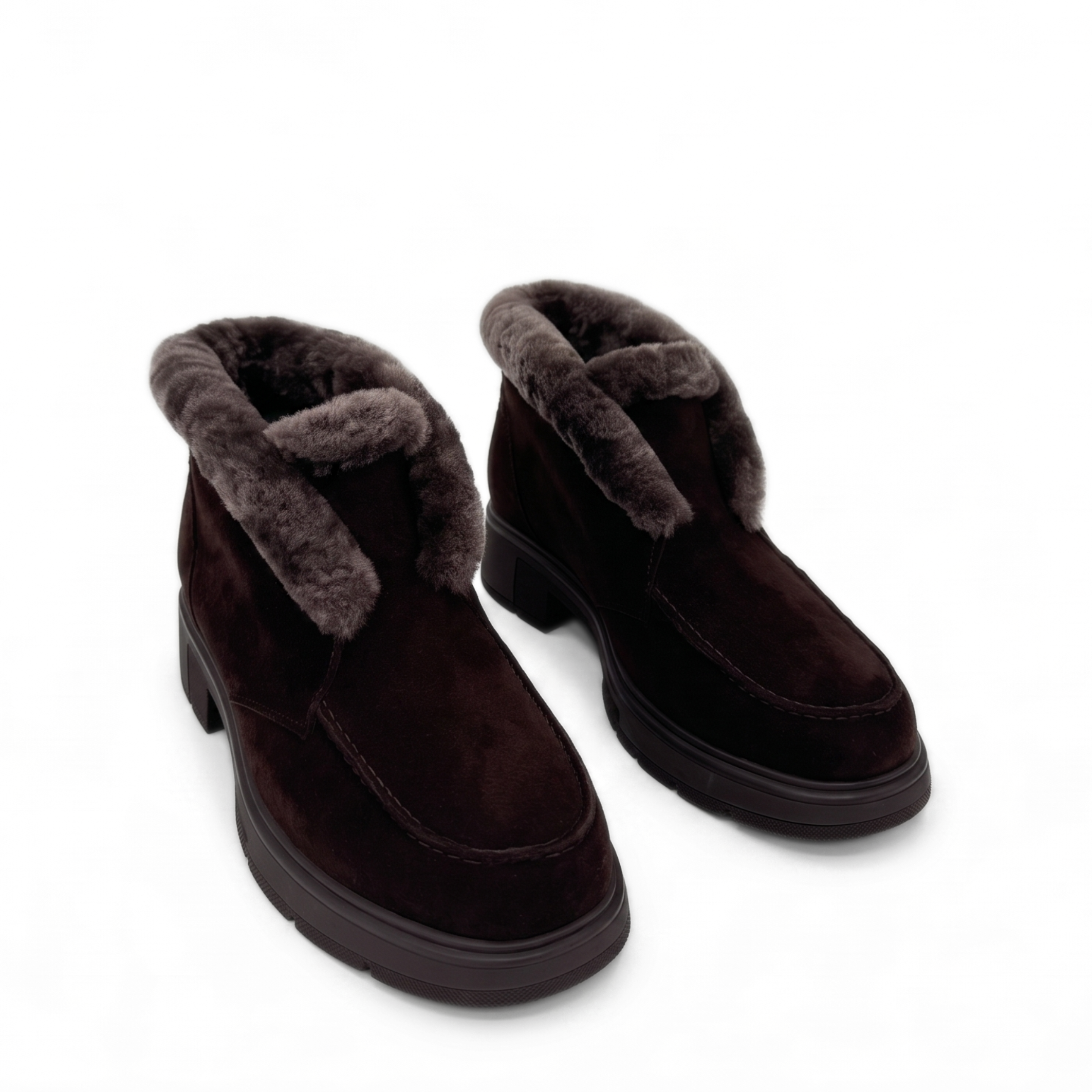 Meredith Suede Shearling Ankle Boot, Alternate, color, Brown