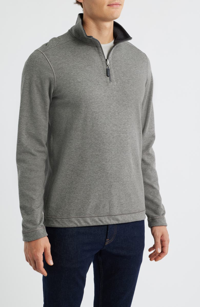 Johnston & Murphy Icon Reversible Quarter Zip, Alternate, color, Gray/ Black