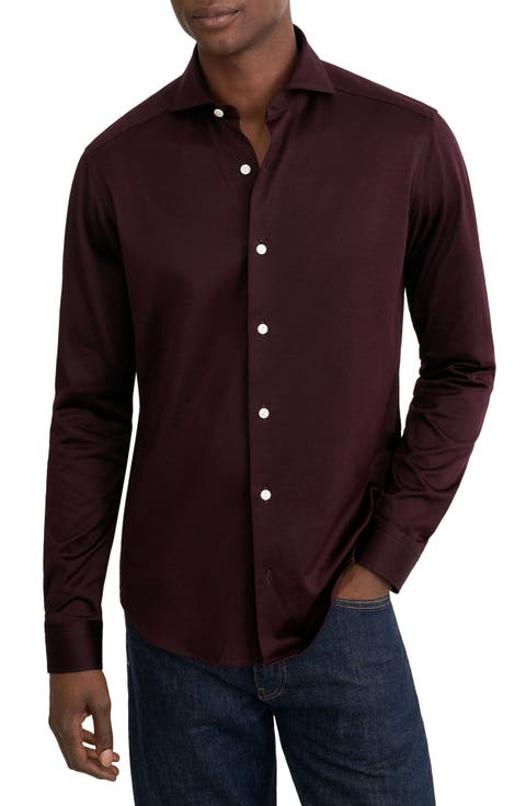 Slim Fit Filo di Scozia Cotton Jacquard Shirt