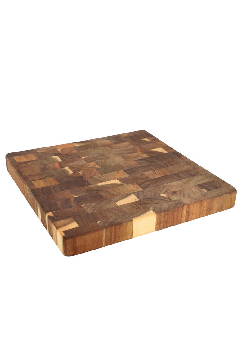 13.75 Inch Square Thick Acacia Wood Serving and Cutting Butcher Board, Alternate, color, Acacia