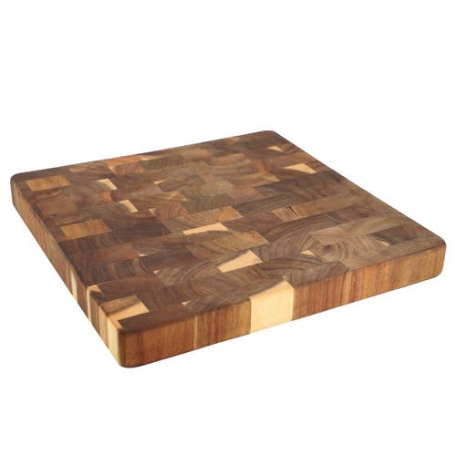 Megachef 13.75 Inch Square Thick Acacia Wood Serving And Cutting Butcher Board In Brown