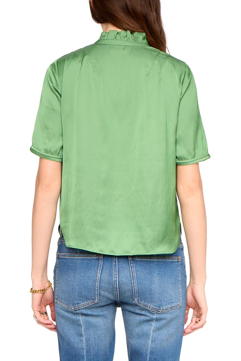 Topher Ruffle Neck Satin Popover Top, Alternate, color, VERVEINE