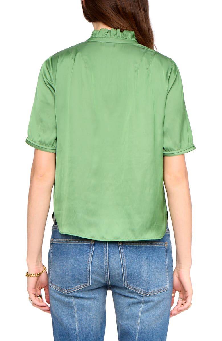 Zadig & Voltaire Topher Ruffle Neck Satin Popover Top, Alternate, color, Verveine