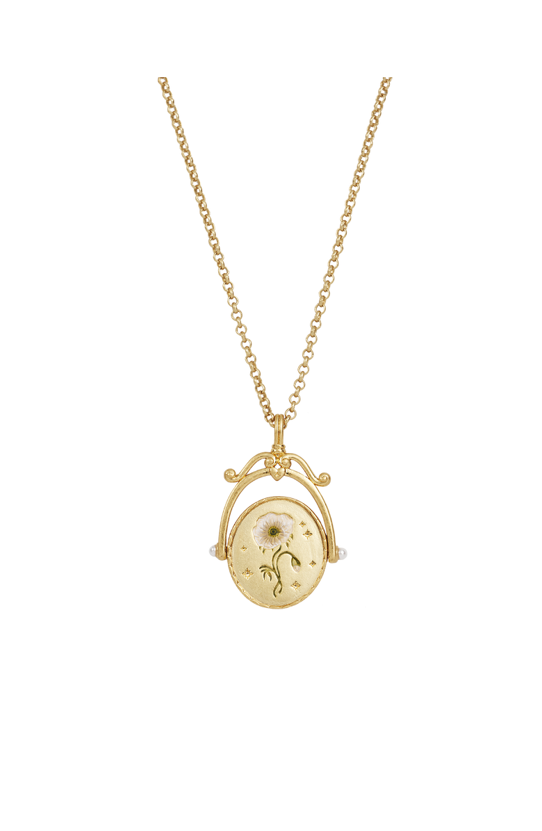 Fable England A Initial Anemone Gold Spinner Chain Necklace, Alternate, color, Gold