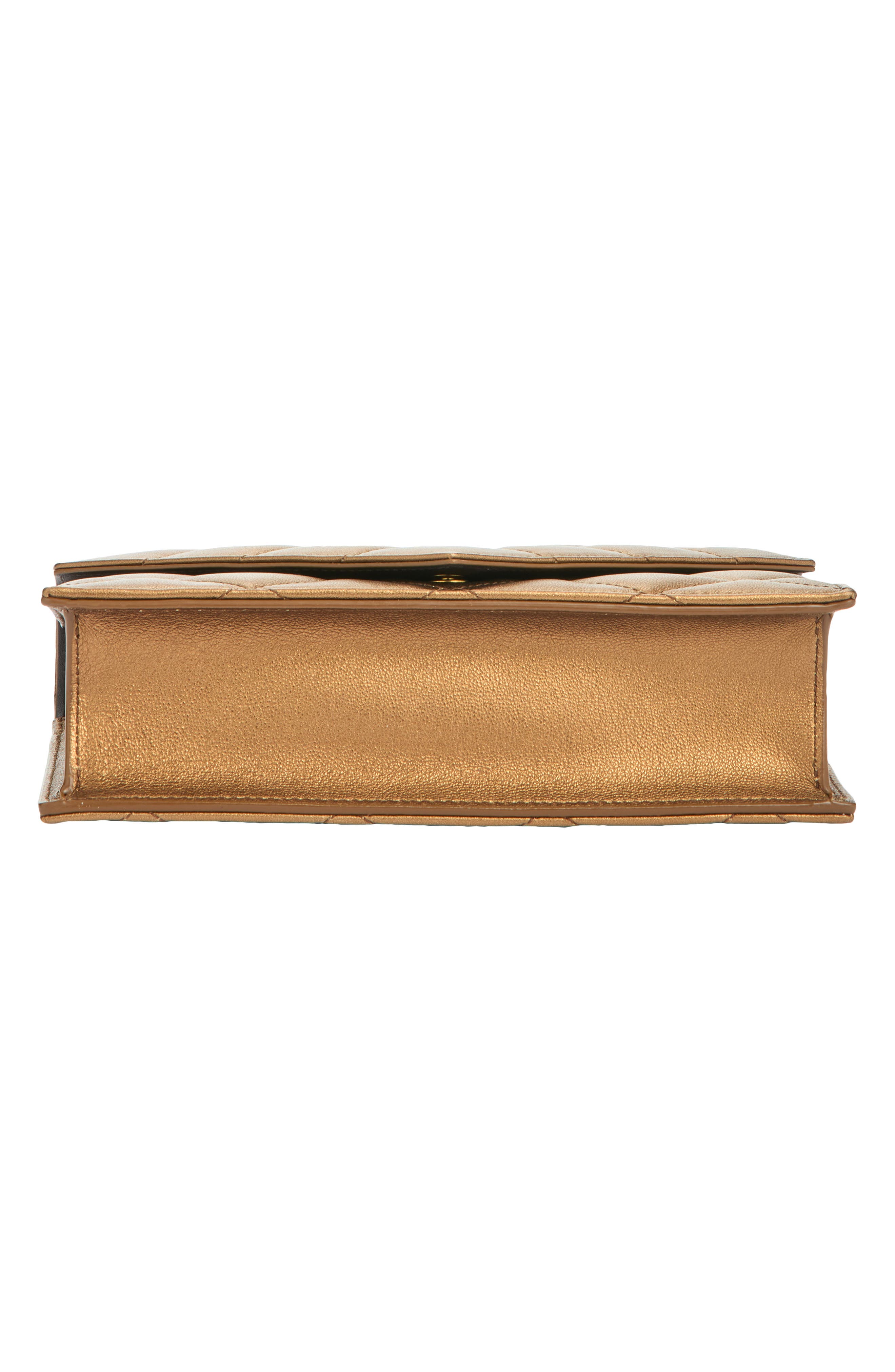 Paris Metallic Leather Chain Wallet, Alternate, color, COOL BRONZE