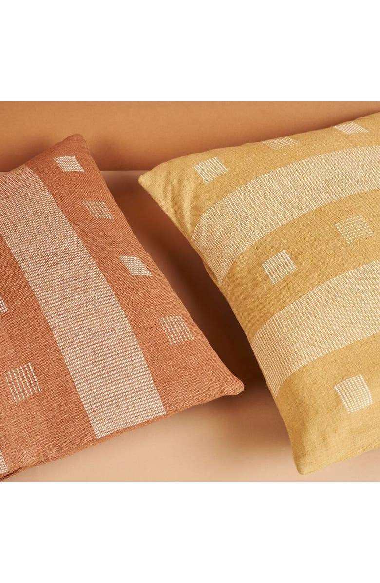 Studio Variously Chokor Nira Ochre Organic Cotton Handloom Pillow - Cover + Insert, Alternate, color, Brown/Ochre