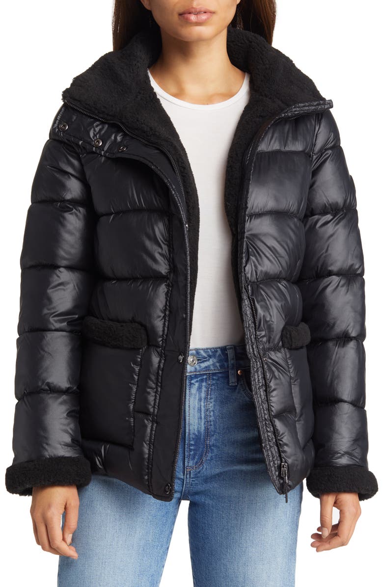 Lauren Ralph Lauren Puffer Coat with Faux Shearling Trim, Main, color, 