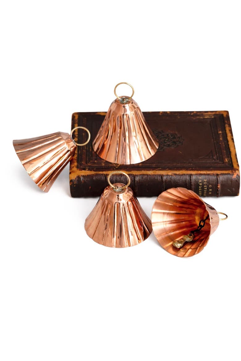 CMK Copper Bell Ornaments - Set of 4, Main, color, Copper