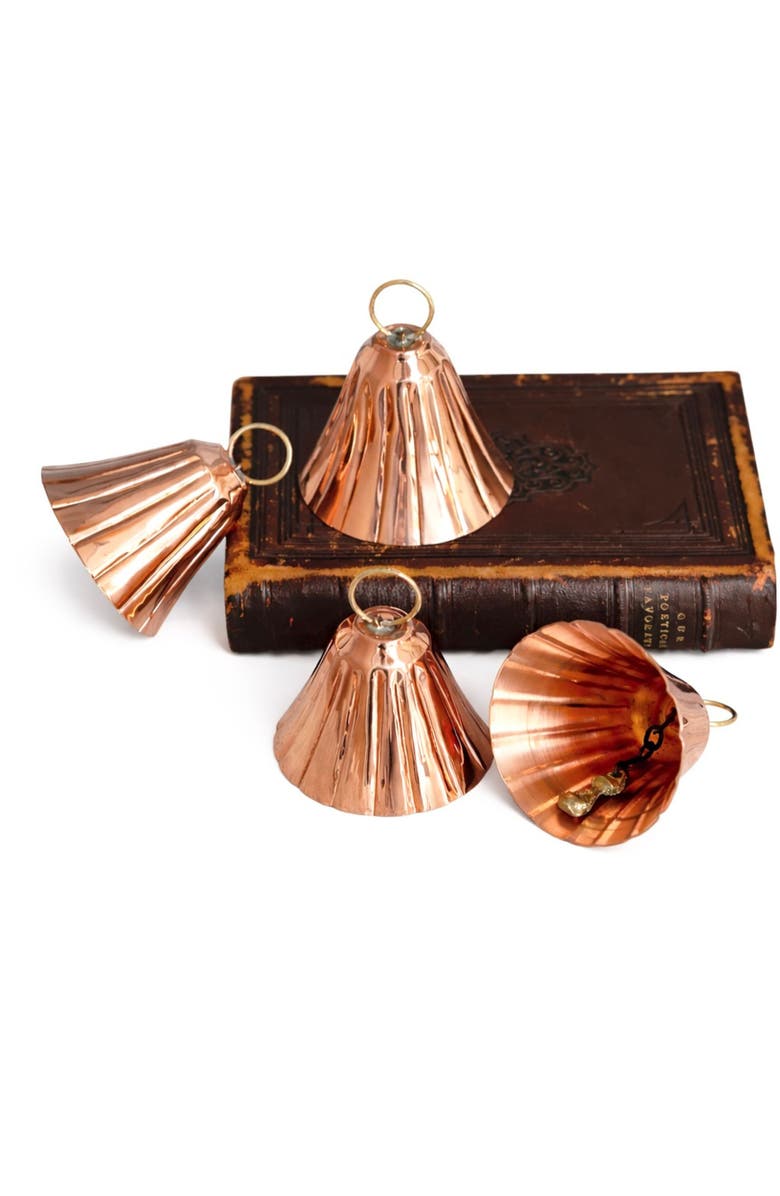 Coppermill Kitchen CMK Copper Bell Ornaments - Set of 4, Main, color, Copper