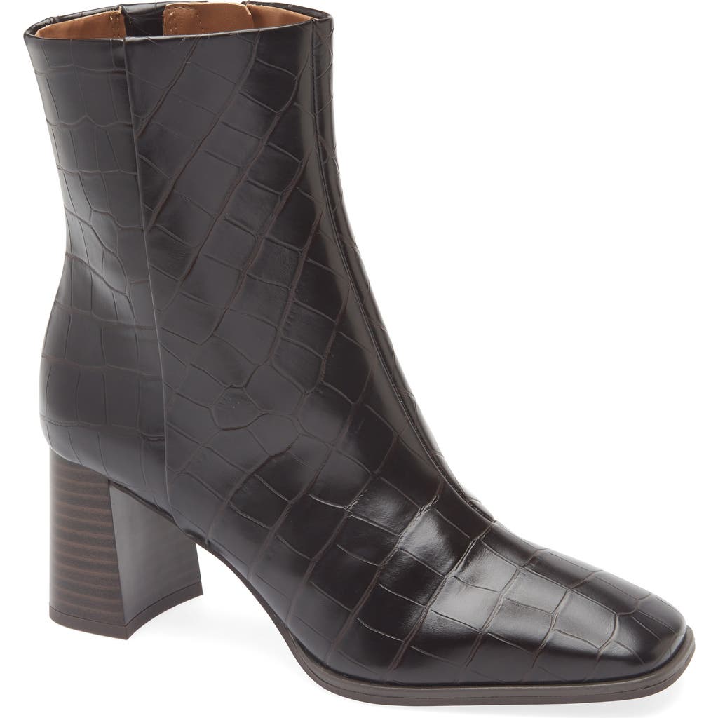 Nordstrom Rack Normandy Block Heel Bootie In Brown Caffe Croco