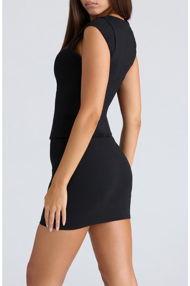 The Cap Sleeve Corset Top, Alternate, color, BLACK