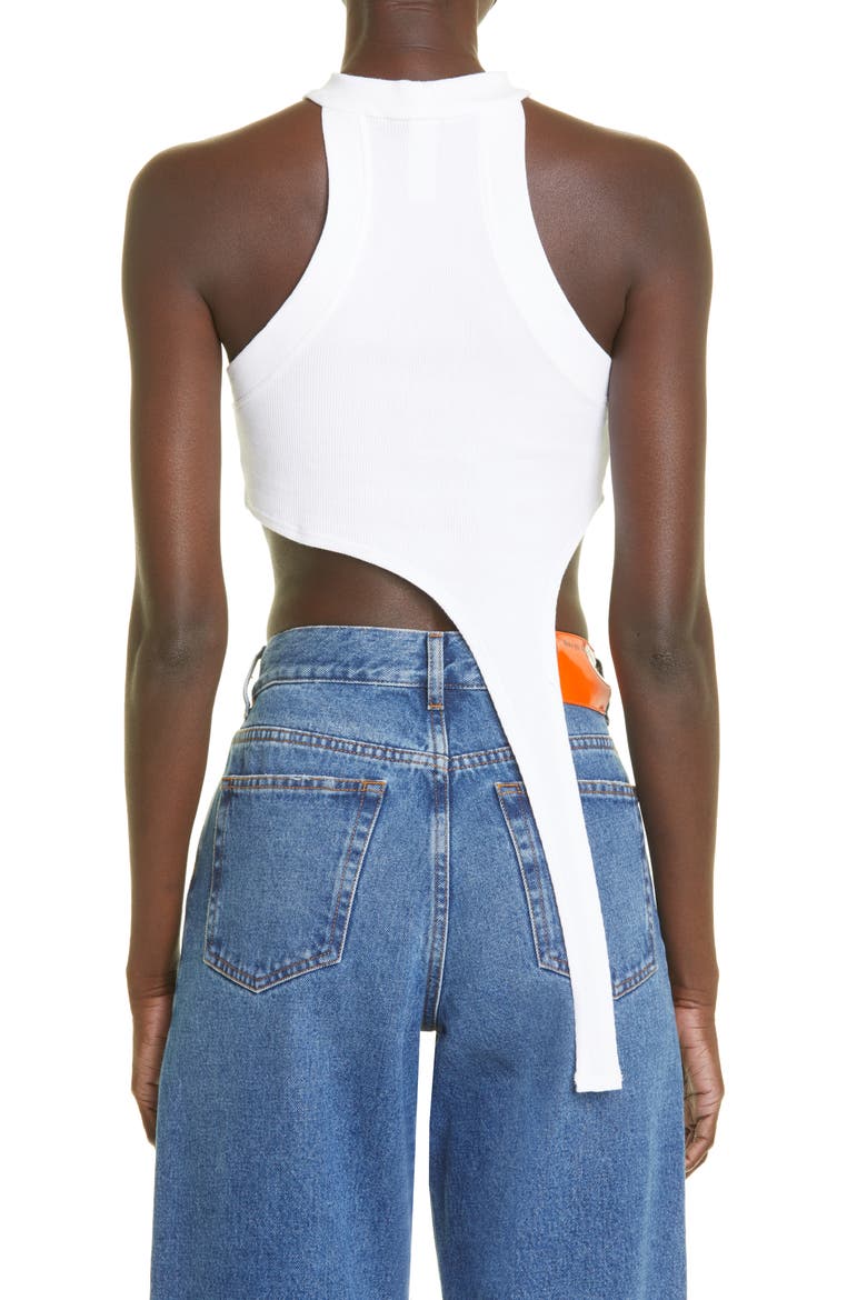 Gender Inclusive Raceher Rib Asymmetric Tank, Alternate, color, WHITE