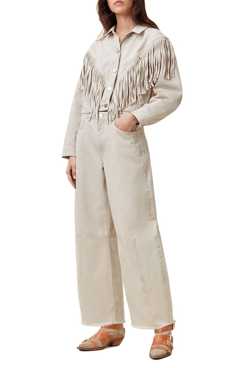 AllSaints Jett Frayed Hem Loose Barrel Jeans, Alternate, color, Cream White