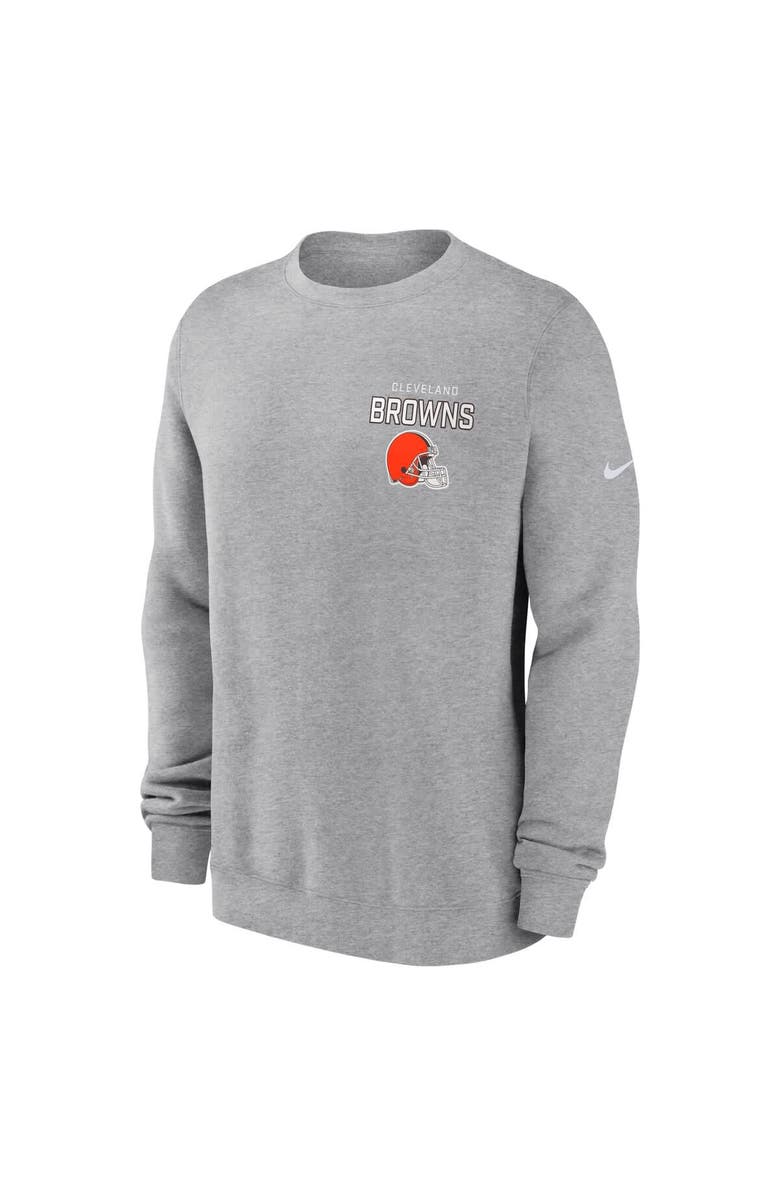 Nike Men's Nike Heather Gray Cleveland Browns Primetime Club Fleece Pullover Sweatshirt, Alternate, color, Heather Gray